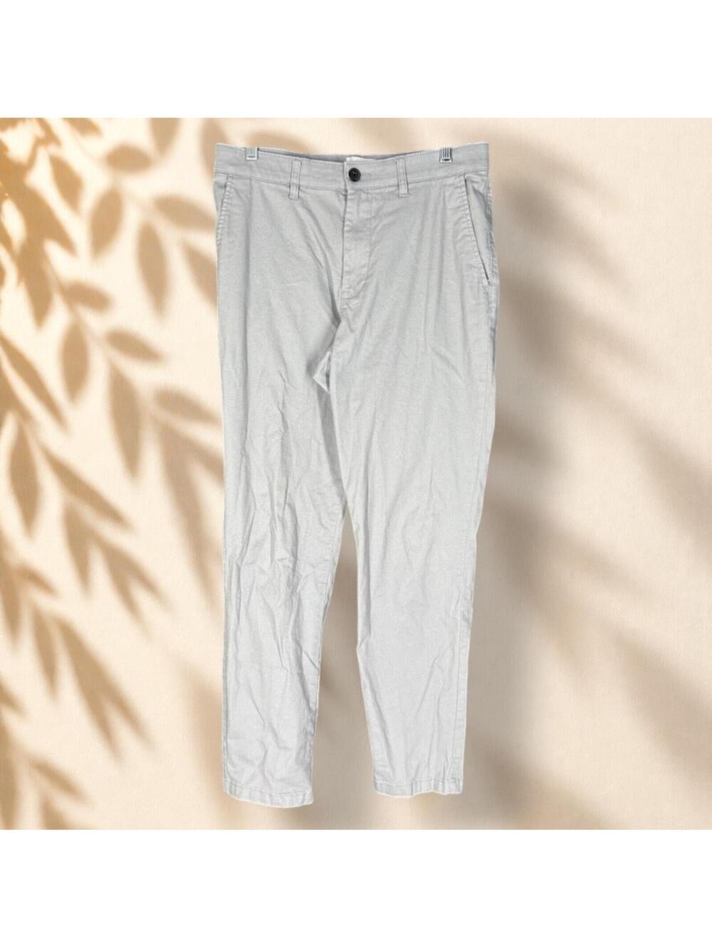 H&M Pants Men 30 Gray Slim Fit Flat Front Mid Rise Chino Pockets Straight